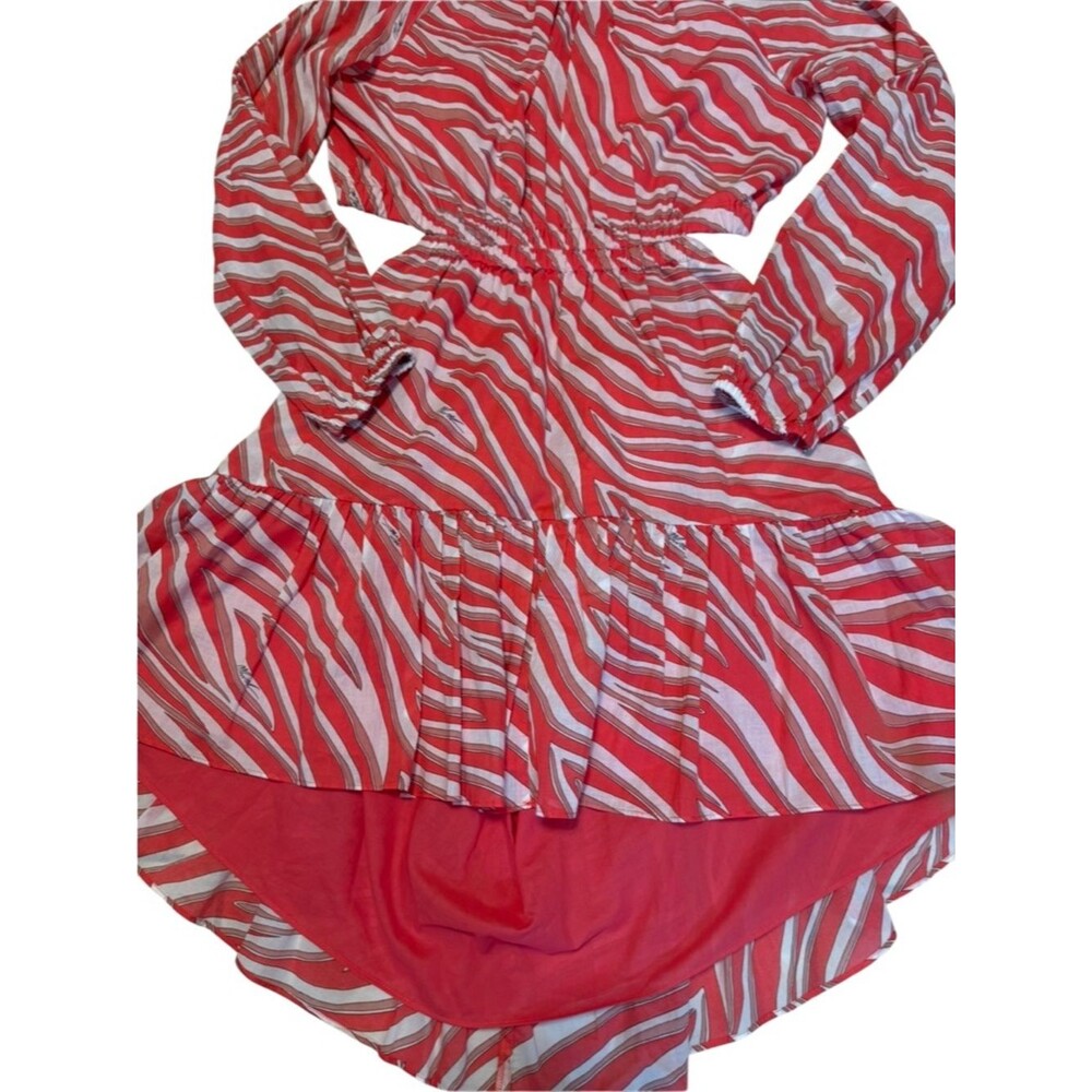 Michael Kors Cotton Lawn Cutout Mini Dress In Zebra Geranium Red/Pink XL - Picture 9 of 13
